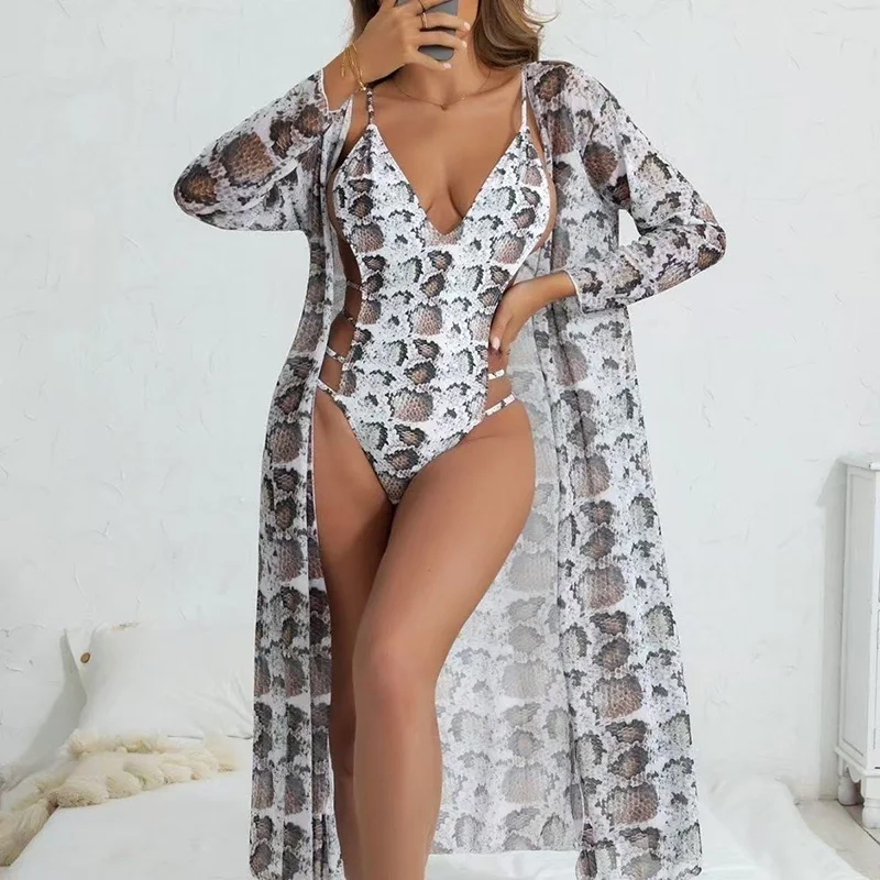 Women's Sexy Snakeskin Print One-Piece Swimsuit with Beach Cover-Up Set Holiday Vacation Cruise Trip Spa Bikini
Women's Sexy Snakeskin Print One-Piece Swimsuit with Beach Cover-Up Set Holiday Vacation Cruise Trip Spa Bikini