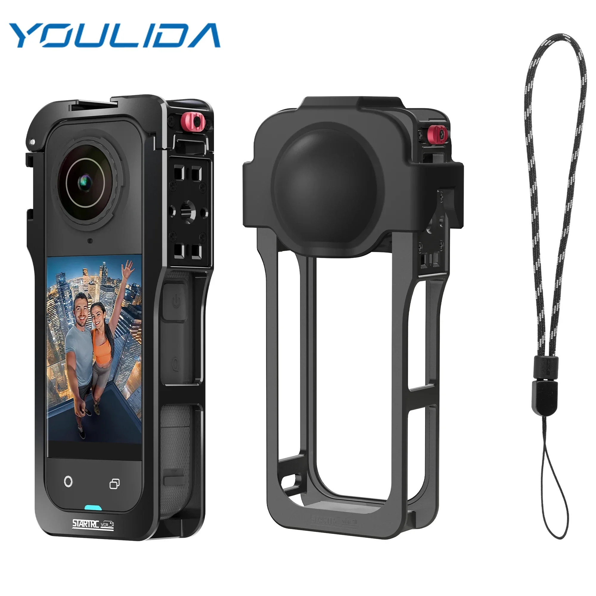 For Insta360 X5 Camera Accessories Metal Frame Protective Rabbit Cage Expansion Mount Bracket All-round Protection w/ Lens Cover