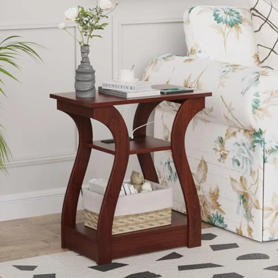 Cherry End Table with USB Charging Station 3-Tier Living Room Nightstand with Storage Shelf for Bedroom Use Warm Wood Finish
Cherry End Table with USB Charging Station 3-Tier Living Room Nightstand with Storage Shelf for Bedroom Use Warm Wood Finish