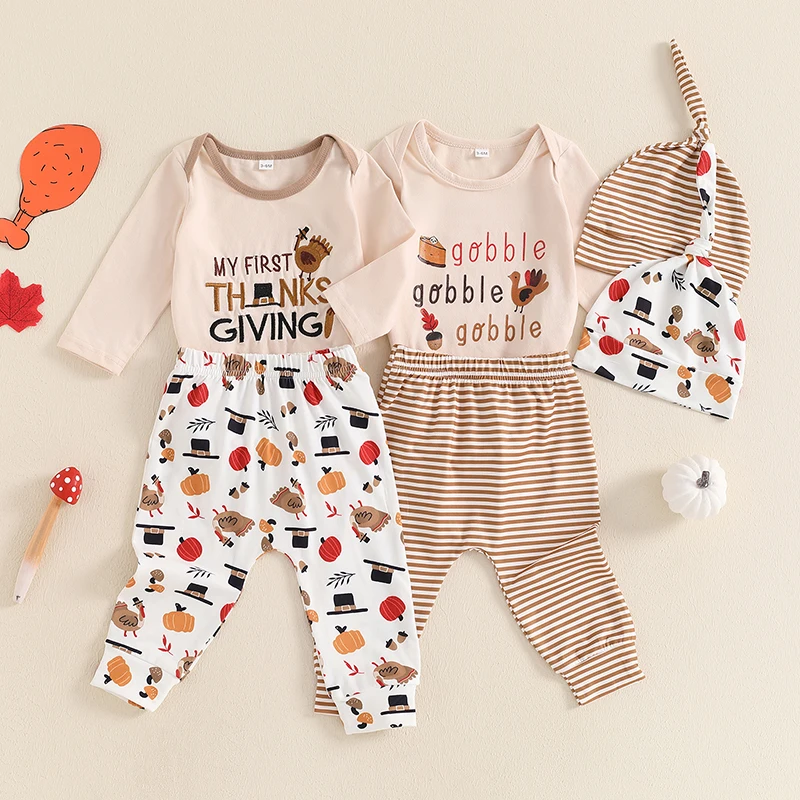 2024-07-16 Lioraitiin Baby Boys Thanksgiving Outfits Letter Turkey Print Crew Neck Long Sleeve Romper Long Pants Hat 3Pcs Set
2024-07-16 Lioraitiin Baby Boys Thanksgiving Outfits Letter Turkey Print Crew Neck Long Sleeve Romper Long Pants Hat 3Pcs Set