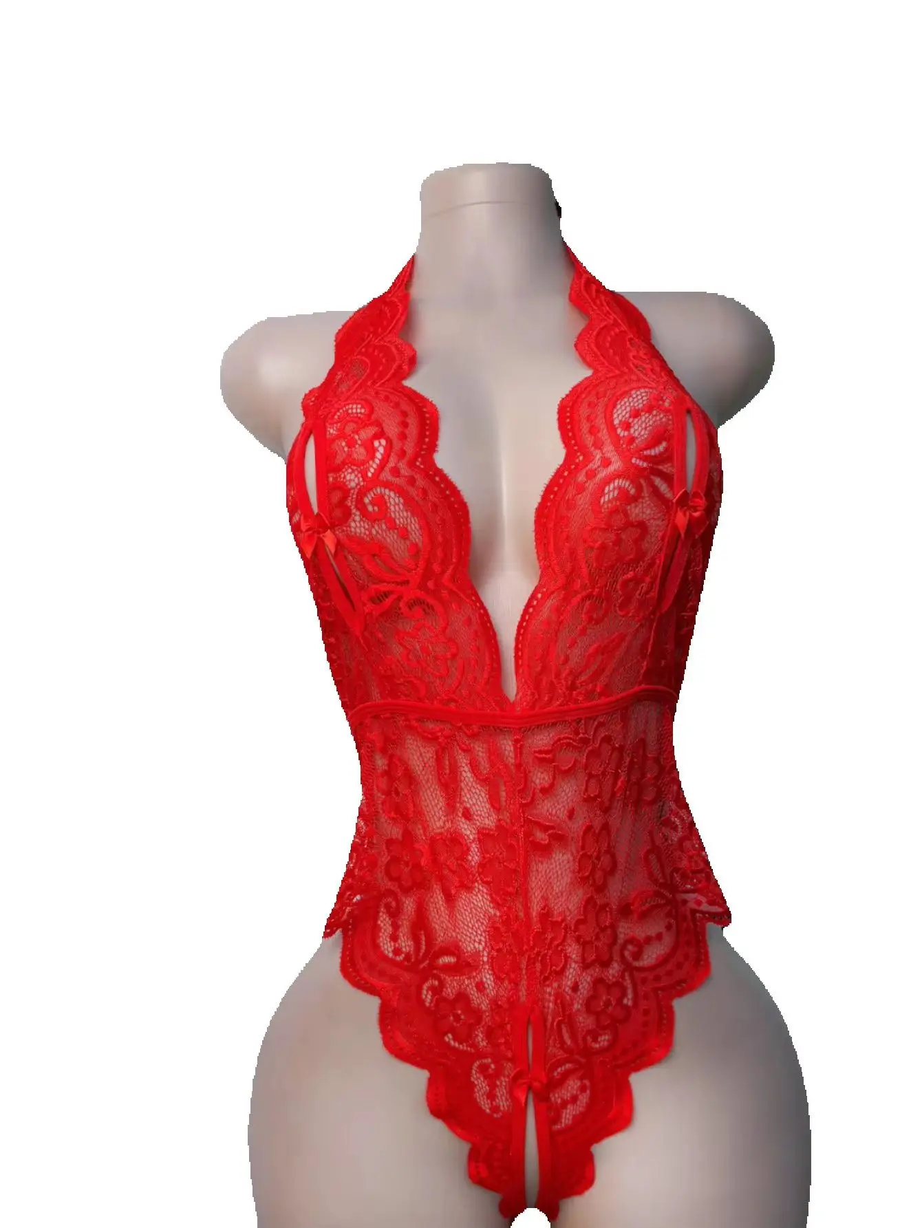 Women Sexy Lingerie Red Halter Neck Teddy Deep V Neck See Through Floral Lace Bodysuit Open Crotch One Piece Erotic Underwear
Women Sexy Lingerie Red Halter Neck Teddy Deep V Neck See Through Floral Lace Bodysuit Open Crotch One Piece Erotic Underwear