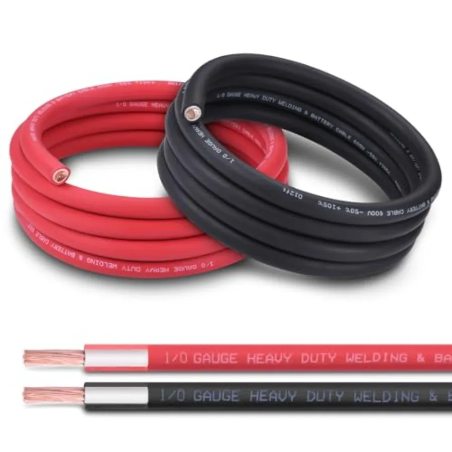 1/0 AWG Battery Cable 10FT Red+Black - 1/0 Gauge Pure Copper OFC Welding Cable Upgraded with Thicker Insulation - Higher Durabi
1/0 AWG Battery Cable 10FT Red+Black - 1/0 Gauge Pure Copper OFC Welding Cable Upgraded with Thicker Insulation - Higher Durabi
