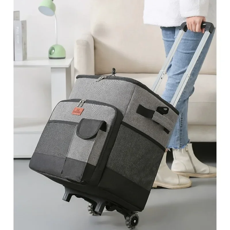 Trolley rod insulation pack, outdoor thickened large capacity vegetable cart bento cooler bag, picnic aluminum foil zipper
Trolley rod insulation pack, outdoor thickened large capacity vegetable cart bento cooler bag, picnic aluminum foil zipper