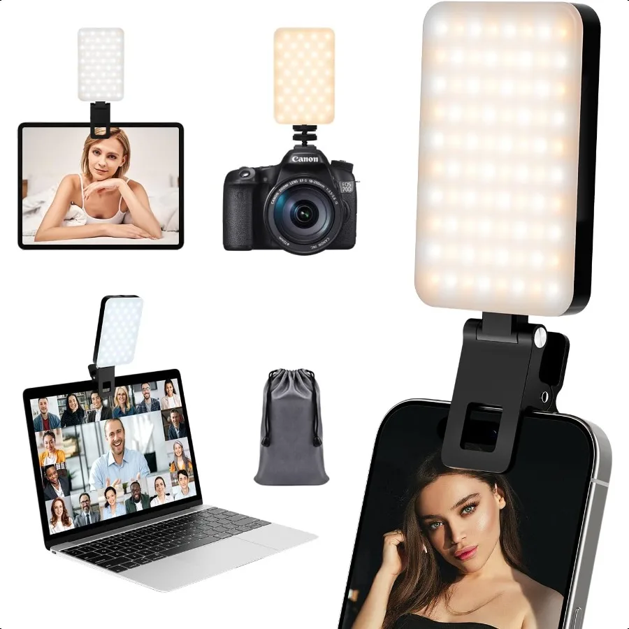 Selfie Light for Phone Clip On 2000mAh with 80 LEDs 5 Colors for Phone Phone Light for Video Recording Rechargeable Video Light
Selfie Light for Phone Clip On 2000mAh with 80 LEDs 5 Colors for Phone Phone Light for Video Recording Rechargeable Video Light