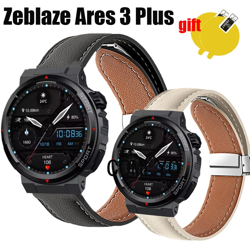 Кожаный ремешок для смарт-часов Zeblaze Ares 3 Plus, Складная магнитная пряжка, Защита экрана для мужчин и женщин
Кожаный ремешок для смарт-часов Zeblaze Ares 3 Plus, Складная магнитная пряжка, Защита экрана для мужчин и женщин