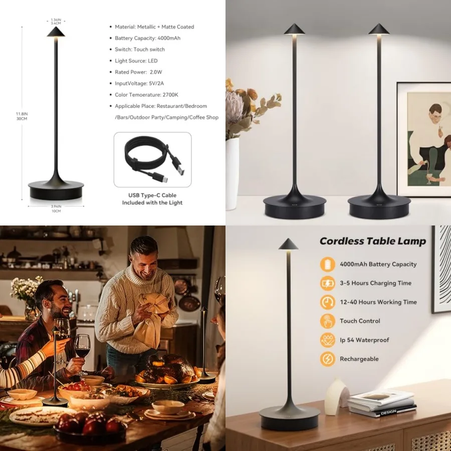 Set of 2 Small Cordless Table Lamp Rechargeable, Battery Operated Desk Lamp, 4000mAh LED Touch Lamp, Dimmable Portable Outdoor
Set of 2 Small Cordless Table Lamp Rechargeable, Battery Operated Desk Lamp, 4000mAh LED Touch Lamp, Dimmable Portable Outdoor
