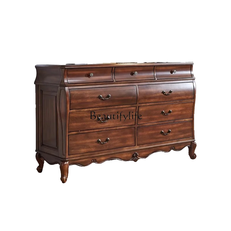 American solid wood nine chest bedroom with drawers European simple household bucket kitchen
American solid wood nine chest bedroom with drawers European simple household bucket kitchen