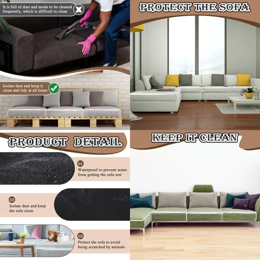 4-Pack L-Shaped Sofa Seat Covers, Waterproof PVC Couch Slipcovers, Wear-Resistant for Sectional Sofas, Protects Against Pet Scra
4-Pack L-Shaped Sofa Seat Covers, Waterproof PVC Couch Slipcovers, Wear-Resistant for Sectional Sofas, Protects Against Pet Scra