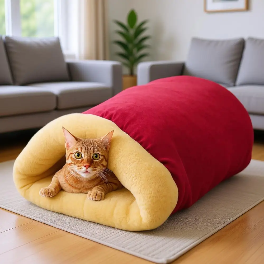 Self Warming Burrow Cat Bed, Pet Hideway Sleeping Cuddle Cave (Burgundy)
Self Warming Burrow Cat Bed, Pet Hideway Sleeping Cuddle Cave (Burgundy)