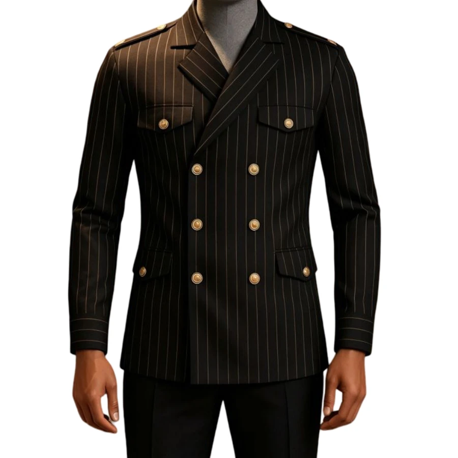 Black Stripe Safari Suits for Men Double Breasted Prom Suits 2 Pieces Slim Fit Blazer Pants Set Summer Wedding Groom Business
Black Stripe Safari Suits for Men Double Breasted Prom Suits 2 Pieces Slim Fit Blazer Pants Set Summer Wedding Groom Business