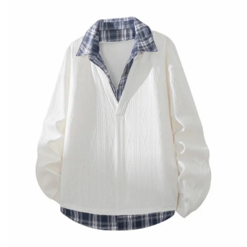 2026 Spring Three-Dimensional Color Matching Plaid Fake Two-Piece Shirt For Men High-Quality Comfortable Casual Loose Sweatshirt
2026 Spring Three-Dimensional Color Matching Plaid Fake Two-Piece Shirt For Men High-Quality Comfortable Casual Loose Sweatshirt