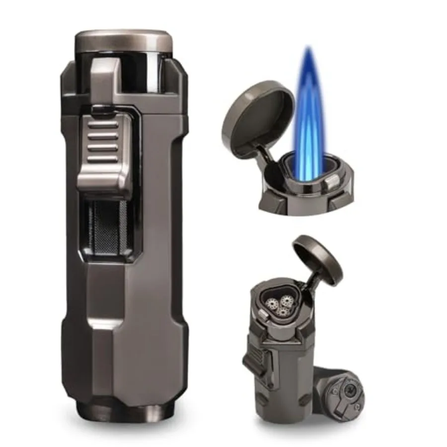 Torch Lighter, Triple Jet Flame Refillable Butane Lighter with Punch, Adjustable Windproof Cool Mini Lighters for Candle, Campi
Torch Lighter, Triple Jet Flame Refillable Butane Lighter with Punch, Adjustable Windproof Cool Mini Lighters for Candle, Campi