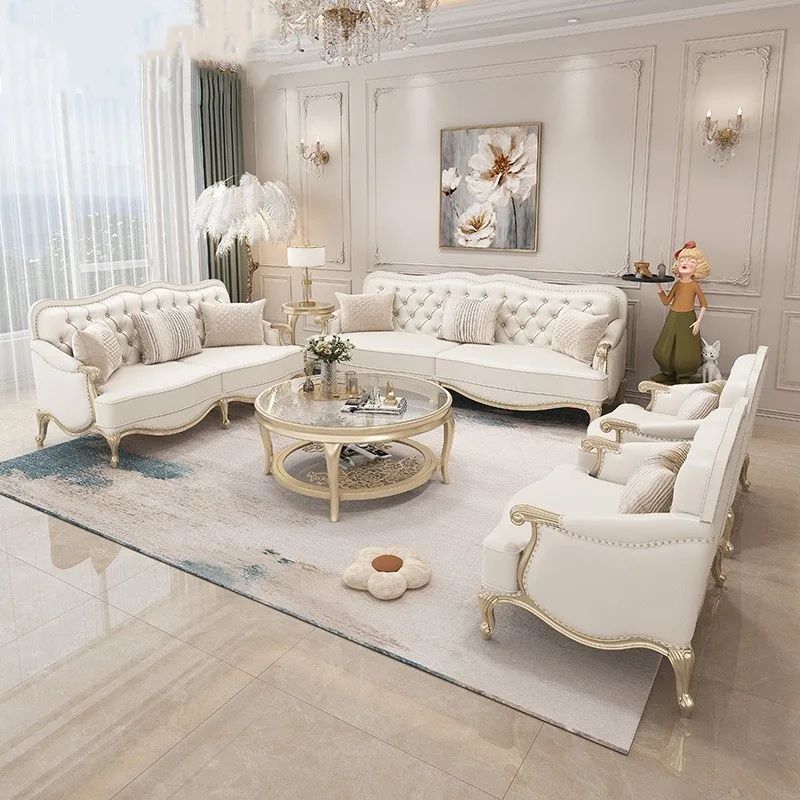 # Light Luxury Solid Wood Modern Leather Sofa Villa European Living Room Sofa Set Furniture Retro Combined
# Light Luxury Solid Wood Modern Leather Sofa Villa European Living Room Sofa Set Furniture Retro Combined