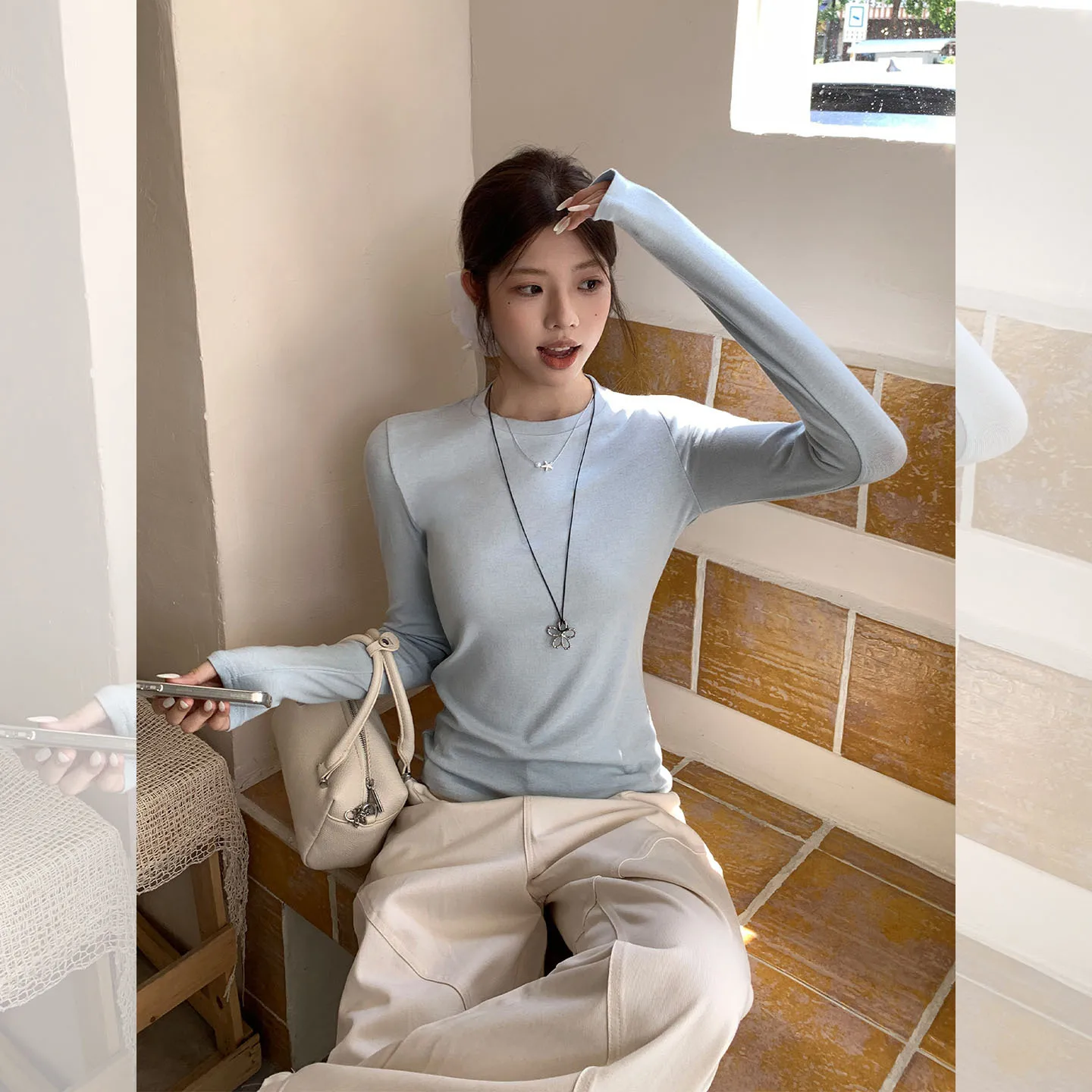 Blue Round Neck Regular Shoulder Basic Long Sleeve Base Shirt For Women 2026 Autumn Simple Inner Wear Slim Fit Slimming Top
Blue Round Neck Regular Shoulder Basic Long Sleeve Base Shirt For Women 2026 Autumn Simple Inner Wear Slim Fit Slimming Top