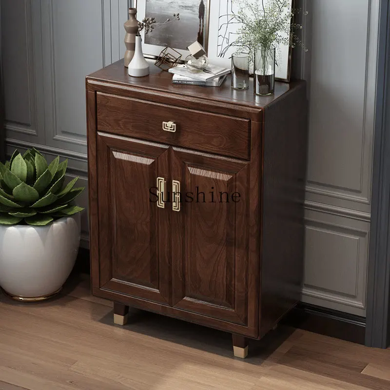 New Chinese-style environmentally friendly solid wood shoe cabinet, small apartment with two doors, large-capacity storage
New Chinese-style environmentally friendly solid wood shoe cabinet, small apartment with two doors, large-capacity storage