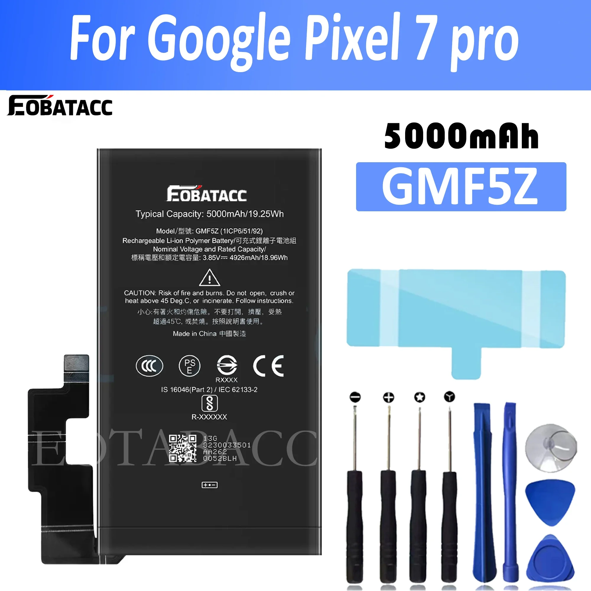 New 5000mAh / 19.25Wh GMF5Z Pixel 7 Pro Phone Replacement Battery For Google Pixel 7Pro 5G Batteries
New 5000mAh / 19.25Wh GMF5Z Pixel 7 Pro Phone Replacement Battery For Google Pixel 7Pro 5G Batteries