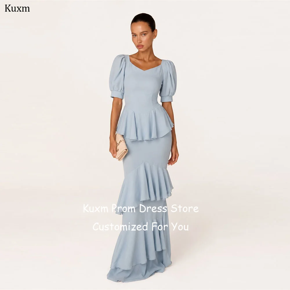 Kuxm Sky Blue Formal Evening Dresses Women Tiered Square Collar Elegant Prom Gowns Floor Length Mermaid Party Attire Customized
Kuxm Sky Blue Formal Evening Dresses Women Tiered Square Collar Elegant Prom Gowns Floor Length Mermaid Party Attire Customized