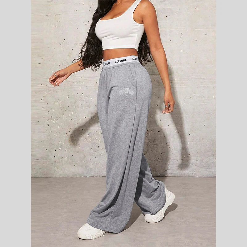 Female Trousers Letter Printed Loose Knitted Trousers Wide Leg Pants Casual Minimalist Style Women's Drag Pants
Female Trousers Letter Printed Loose Knitted Trousers Wide Leg Pants Casual Minimalist Style Women's Drag Pants
