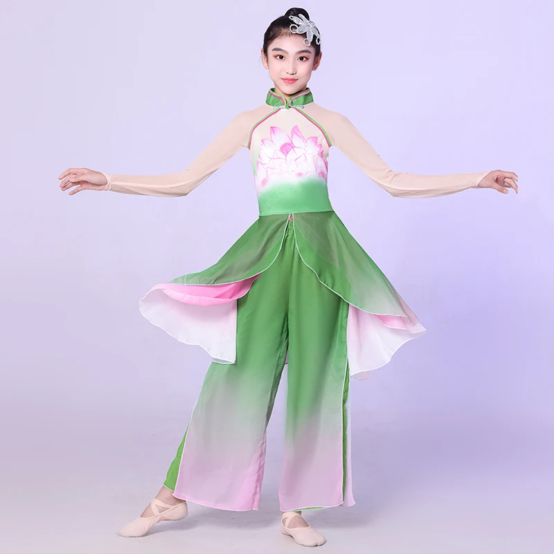 Children's classical and elegant performance costumes, Yangge dance performance costumes, girls' lotus Chinese dance costumes
Children's classical and elegant performance costumes, Yangge dance performance costumes, girls' lotus Chinese dance costumes