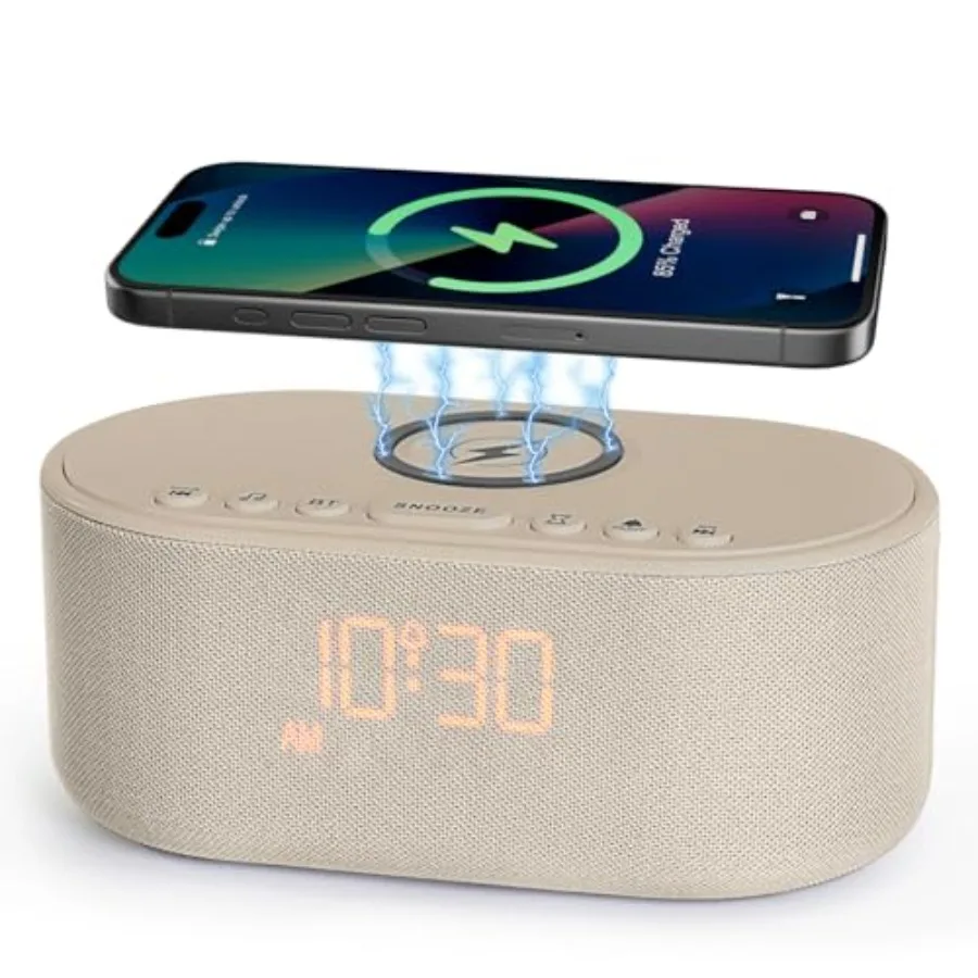 Sound Machine Alarm Clock for Bedrooms: Bluetooth 10W Stereo Sound Speaker with Wireless Charging - White Noise Machine for Sle
Sound Machine Alarm Clock for Bedrooms: Bluetooth 10W Stereo Sound Speaker with Wireless Charging - White Noise Machine for Sle
