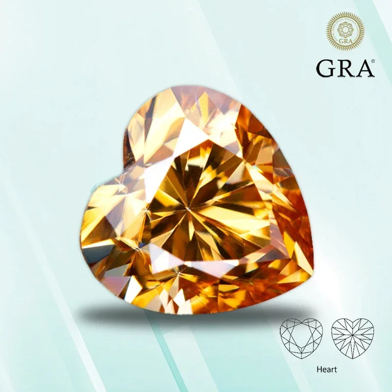 Moissanite Stone Champagne Color Heart Shape VVS1 for Pass Diamond Tester Charms Jewelry Making Materials with GRA Certificate
Moissanite Stone Champagne Color Heart Shape VVS1 for Pass Diamond Tester Charms Jewelry Making Materials with GRA Certificate