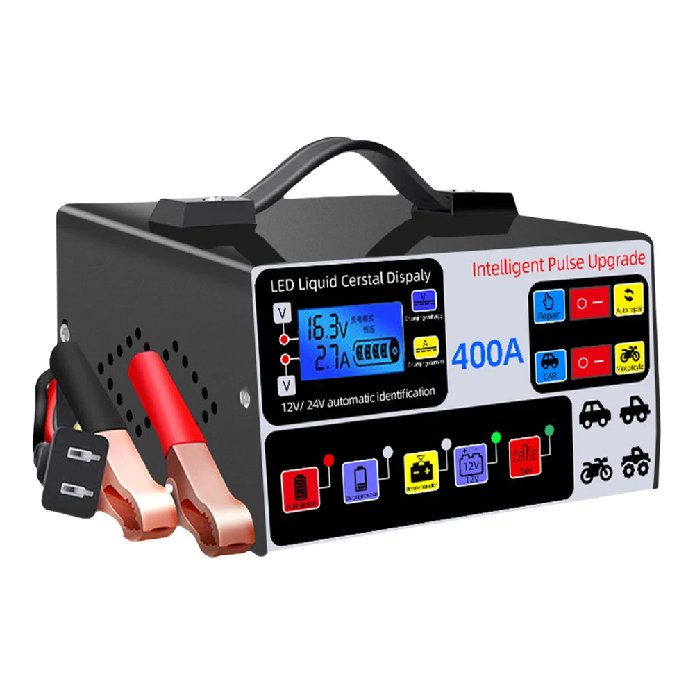 400A Heavy Duty Smart Battery Charger 12V/24V Battery High Power Fast Charger Five-Stage Full Automatic Car Battery Charger 220W
400A Heavy Duty Smart Battery Charger 12V/24V Battery High Power Fast Charger Five-Stage Full Automatic Car Battery Charger 220W