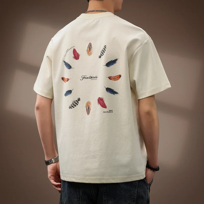 Retro printed short sleeved T-shirt for men in summer 2025, new fashionable street style, loose casual, painted men's clothing
Retro printed short sleeved T-shirt for men in summer 2025, new fashionable street style, loose casual, painted men's clothing