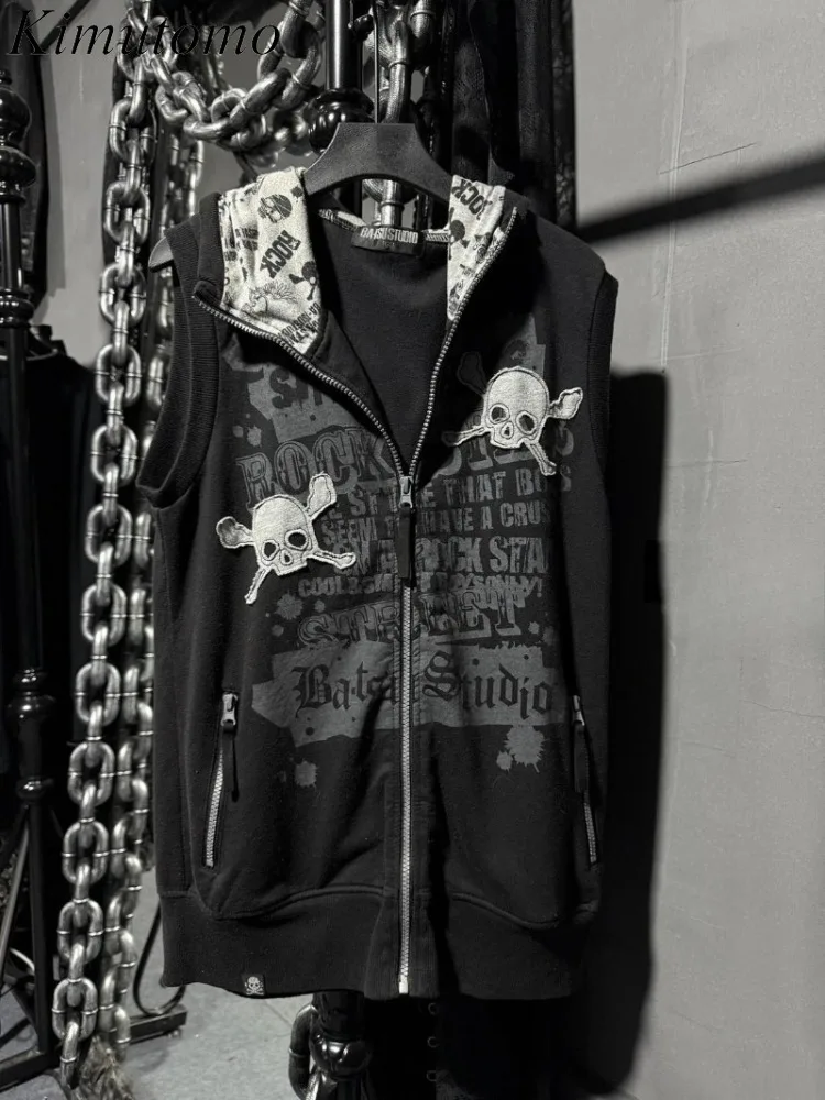 Kimutomo Vests Women Punk Style Vintage Y2k Aesthetic Harajuku Skulls Letter Printed Hooded Grunge Gothic Y2k Harajuku Waistcoat
Kimutomo Vests Women Punk Style Vintage Y2k Aesthetic Harajuku Skulls Letter Printed Hooded Grunge Gothic Y2k Harajuku Waistcoat