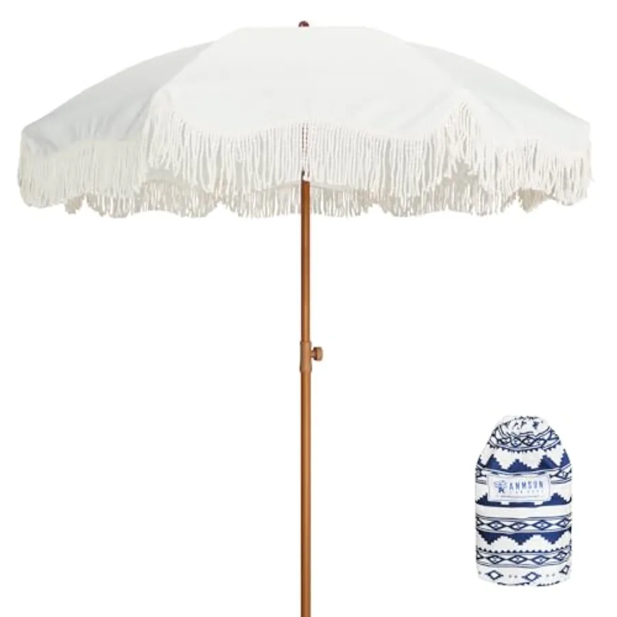Boho Fringe Umbrella with Outdoor Blanket, 6.5ft UPF50+ Picnic Umbrella with Tassels with Steel Pole and Push Button Tilt
Boho Fringe Umbrella with Outdoor Blanket, 6.5ft UPF50+ Picnic Umbrella with Tassels with Steel Pole and Push Button Tilt