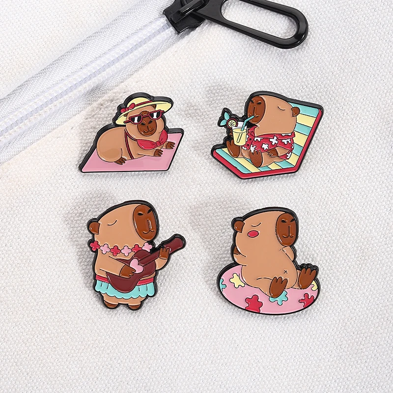 Cute Vacation Capybara Enamel Pins Capybara Enjoy Sunbathing Playing Guitar Brooches Jacket Lapel Badge Jewelry Gifts Friends
Cute Vacation Capybara Enamel Pins Capybara Enjoy Sunbathing Playing Guitar Brooches Jacket Lapel Badge Jewelry Gifts Friends