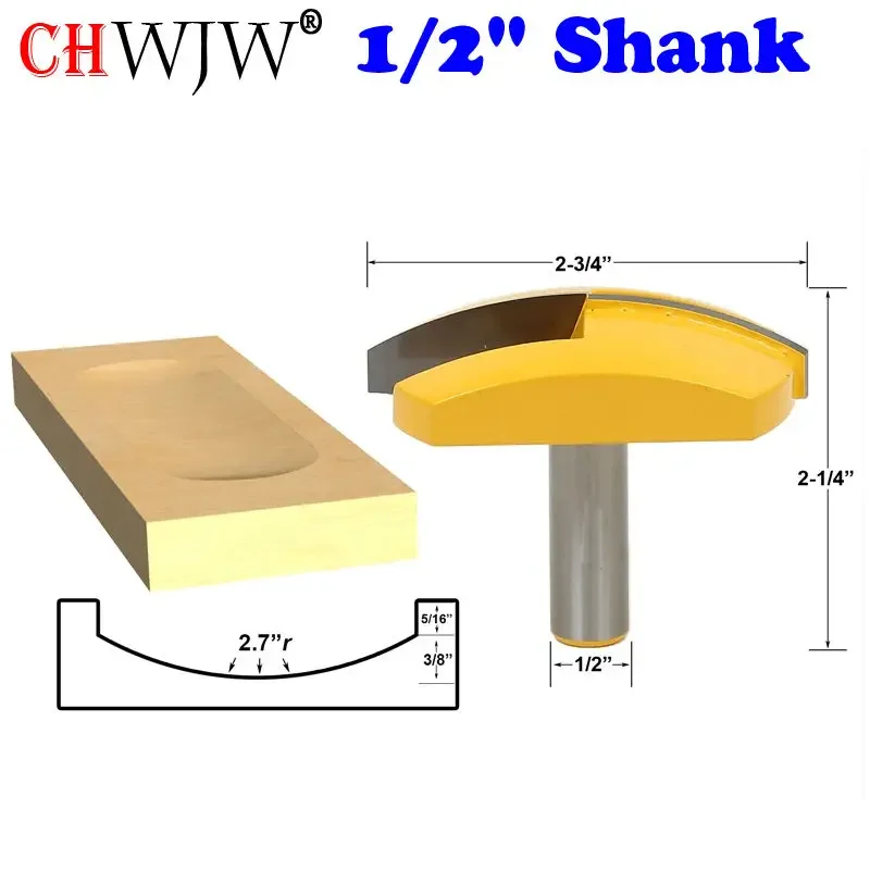 1pc 1/2" Shank Large Bowl Router Bit - 2.7" Radius - 2-3/4" Wide For Woodworking Cutting Tool - Chwjw 16172
1pc 1/2" Shank Large Bowl Router Bit - 2.7" Radius - 2-3/4" Wide For Woodworking Cutting Tool - Chwjw 16172