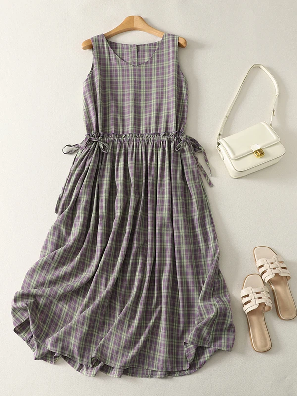 Retro Korean Japanese Plaid Vest Dress Large Size Wisteria Purple Pattern Sleeveless Lazy Mid-Length Skirt for Women
Retro Korean Japanese Plaid Vest Dress Large Size Wisteria Purple Pattern Sleeveless Lazy Mid-Length Skirt for Women