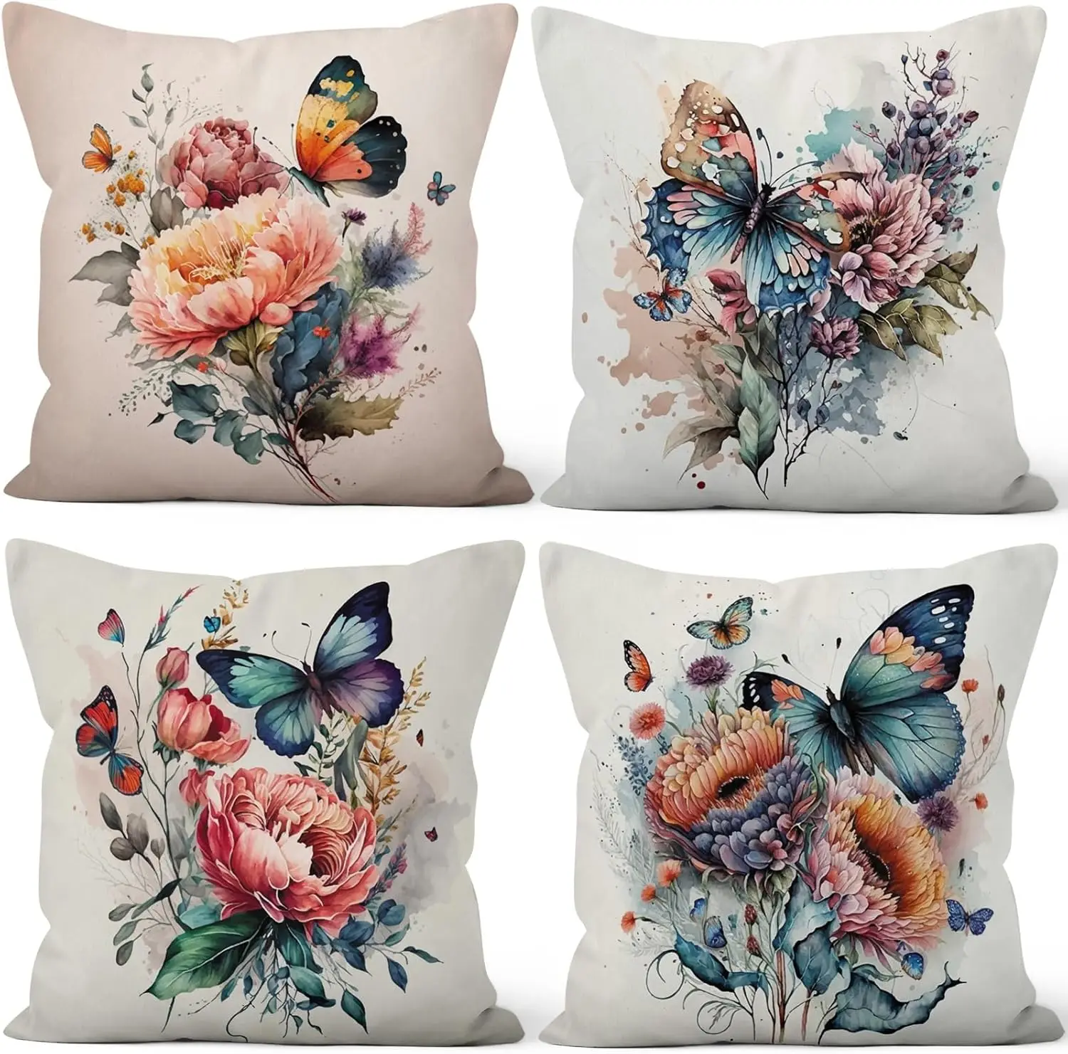 4Pcs Floral Throw Pillow Covers with Peony and Butterfly Watercolor Print Cushion Cases for Sofa Living Room Bedroom Home Decor
4Pcs Floral Throw Pillow Covers with Peony and Butterfly Watercolor Print Cushion Cases for Sofa Living Room Bedroom Home Decor