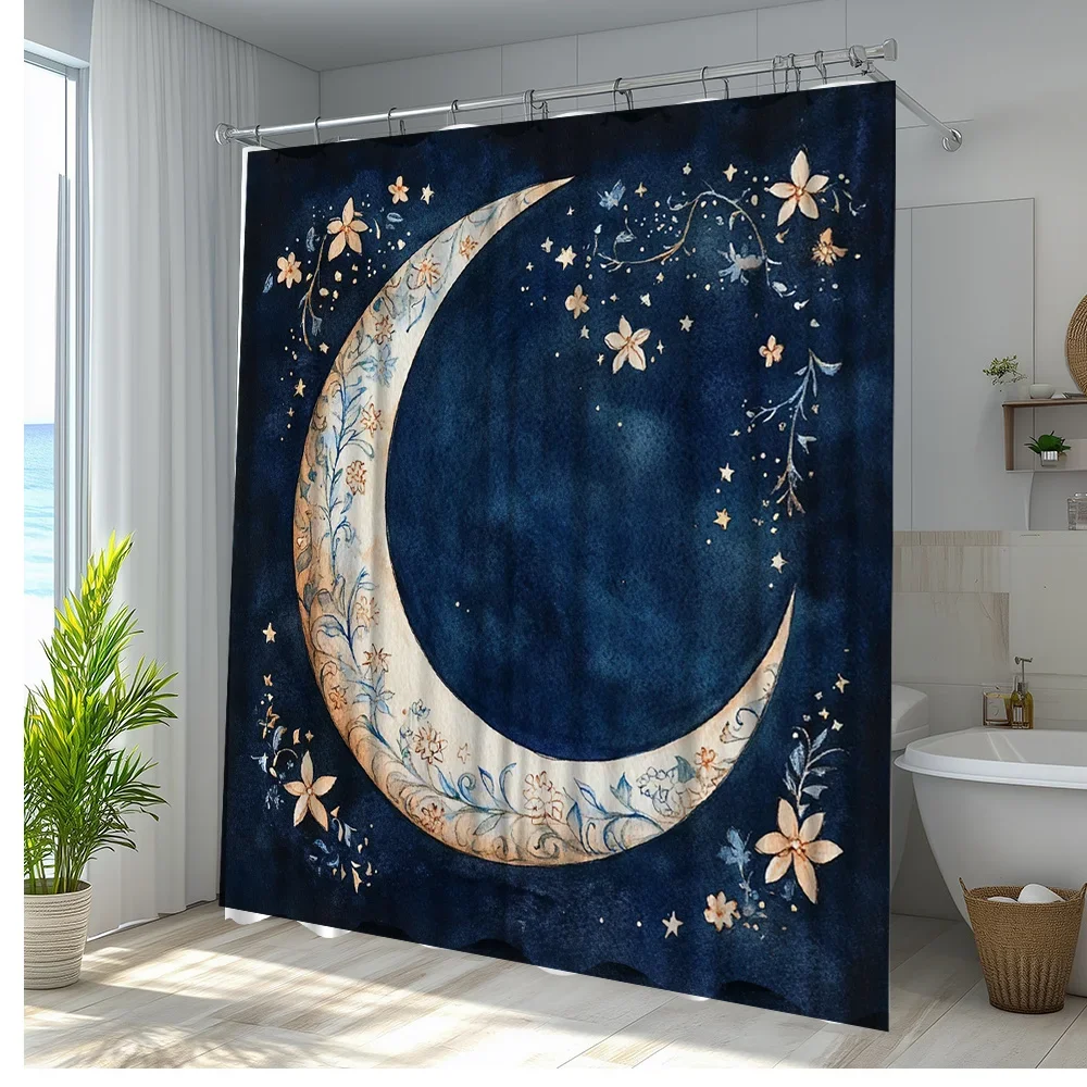 1pc Moon Floral Shower Curtain - Elegant Celestial Floral Art Print, Serene Bathroom Decor, Machine Washable Polyester Fabric
1pc Moon Floral Shower Curtain - Elegant Celestial Floral Art Print, Serene Bathroom Decor, Machine Washable Polyester Fabric