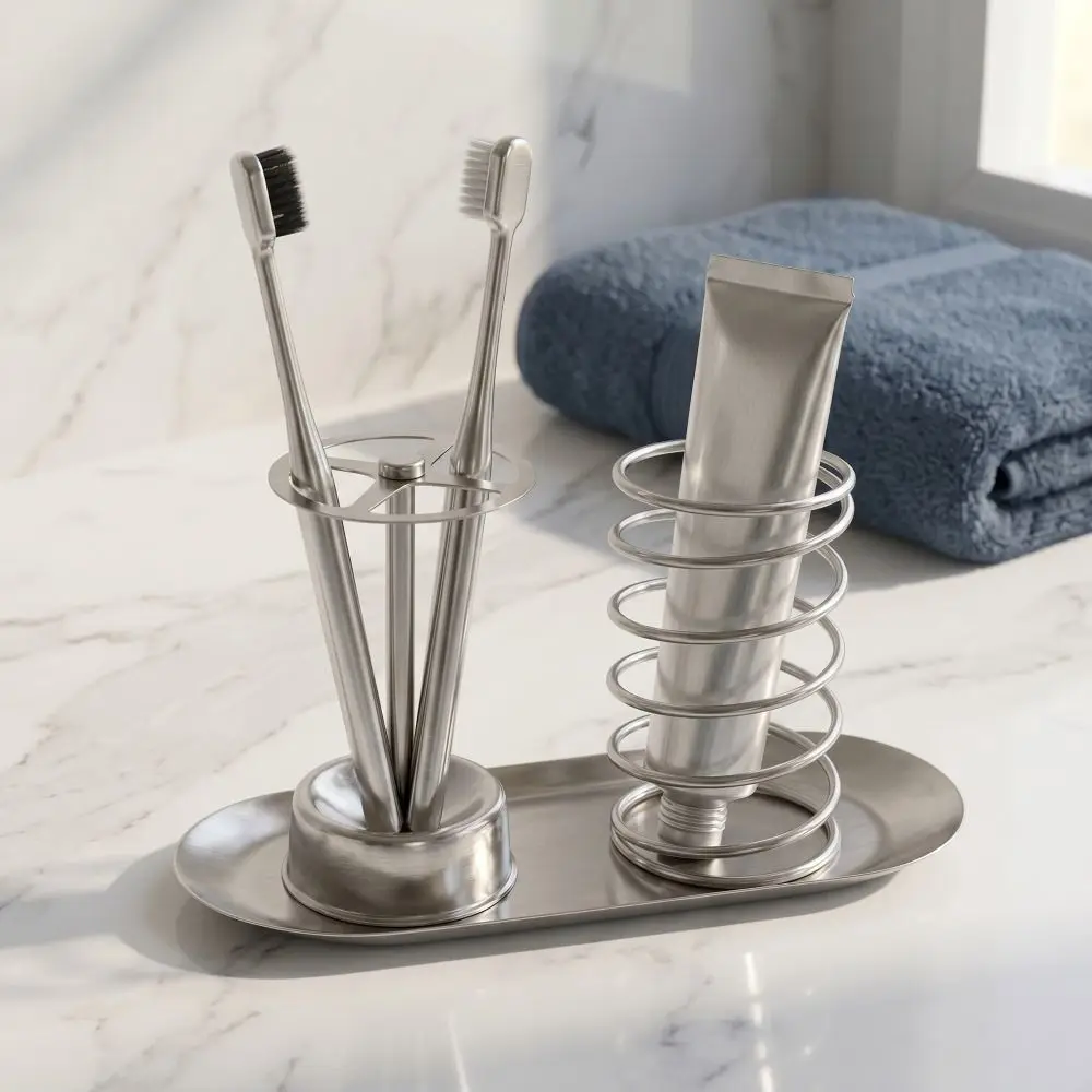 Toothpaste Rack+Toothbrush Shelf+Pallet Simple Design Steel Toothbrush Holder Stainless Steel Creative Bathroom Storage Shelf
Toothpaste Rack+Toothbrush Shelf+Pallet Simple Design Steel Toothbrush Holder Stainless Steel Creative Bathroom Storage Shelf