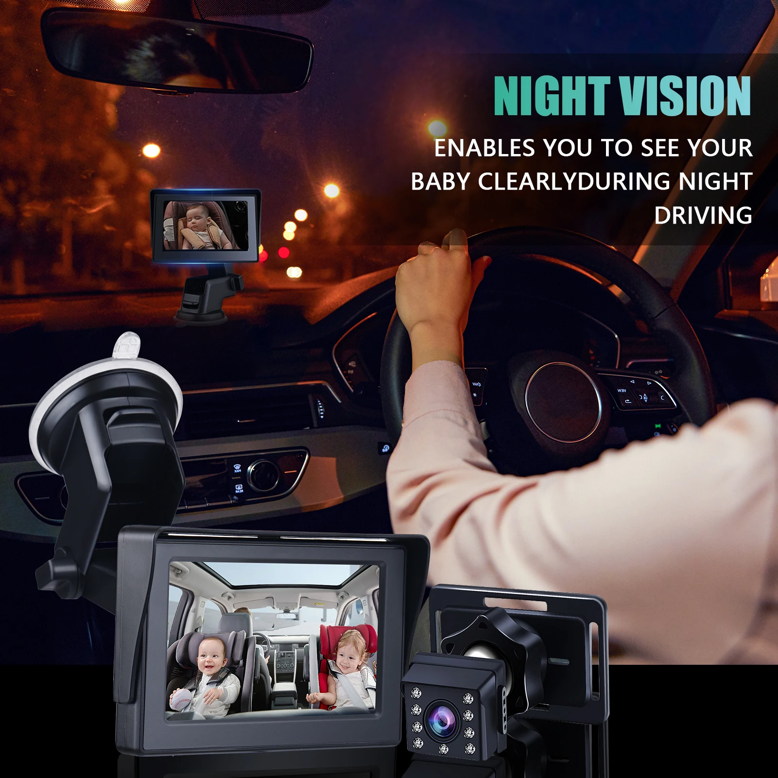 Baby Car Mirror1080P Baby Monitor with Camera Baby Car Mirror with 4.3 Inch Screen Night Vision Function Adjustable Wide
Baby Car Mirror1080P Baby Monitor with Camera Baby Car Mirror with 4.3 Inch Screen Night Vision Function Adjustable Wide