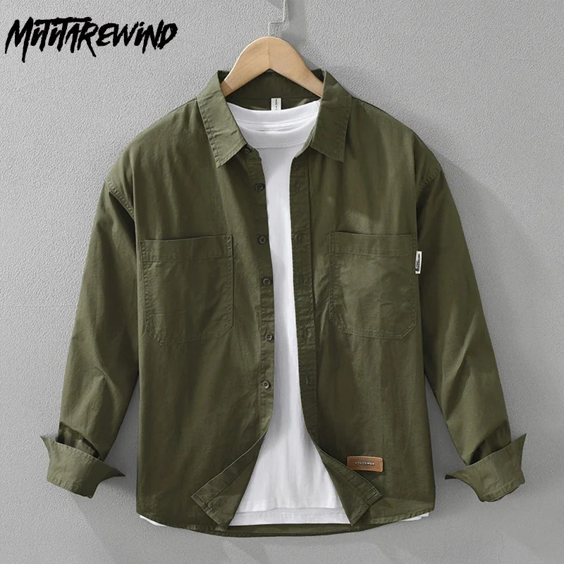Japanese Fashion Cargo Shirt Man Spring New Mens Long Sleeve Shirt Casual Double Pocket 100% Cotton Green Shirt Loose Tops Youth
Japanese Fashion Cargo Shirt Man Spring New Mens Long Sleeve Shirt Casual Double Pocket 100% Cotton Green Shirt Loose Tops Youth