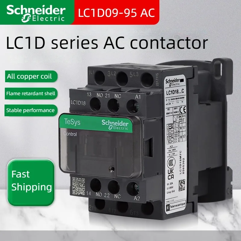 Schneider Electric AC Contactor LC1D09 D12 D18 D25 D32 D38 D40 D50 D65 D80 D95 Three-Phase AC 24V 48V 110V 220V 380V
Schneider Electric AC Contactor LC1D09 D12 D18 D25 D32 D38 D40 D50 D65 D80 D95 Three-Phase AC 24V 48V 110V 220V 380V