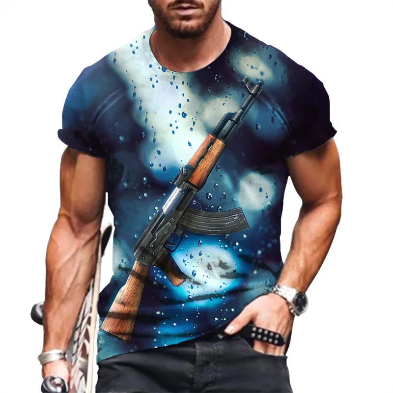 Summer Men'S 3d Printed Ak47 Gun T-Shirt Loose Cool Fashion Casual Hand O Collar Short Sleeve Street Breathable Plus Size Top
Summer Men'S 3d Printed Ak47 Gun T-Shirt Loose Cool Fashion Casual Hand O Collar Short Sleeve Street Breathable Plus Size Top