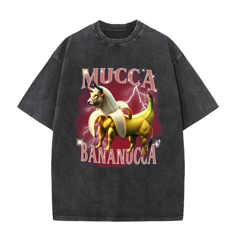 Italian Brainrot Mucca Bananucca Graphic Washed T-shirts Banana Cattle Funny Meme Tshirt Men Women Casual Oversized Streetwear
Italian Brainrot Mucca Bananucca Graphic Washed T-shirts Banana Cattle Funny Meme Tshirt Men Women Casual Oversized Streetwear