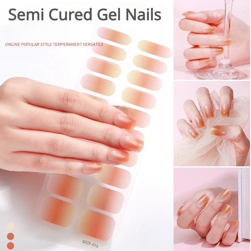 20 Strips Semi Cured Gel Nails Stickers Harden In UV Lamp Nails Art Sliders Manicure Decor Nail Decoration Nail Supplies
20 Strips Semi Cured Gel Nails Stickers Harden In UV Lamp Nails Art Sliders Manicure Decor Nail Decoration Nail Supplies