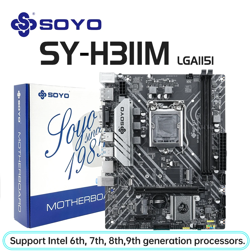 Игровая материнская плата SOYO H311 LGA1151 с поддержкой процессора Intel 6/7/8/9 поколения DDR4 2133/2400/2666 МГц 32 ГБ M.2 SATA3.0 USB3.0 для настольных ПК
Игровая материнская плата SOYO H311 LGA1151 с поддержкой процессора Intel 6/7/8/9 поколения DDR4 2133/2400/2666 МГц 32 ГБ M.2 SATA3.0 USB3.0 для настольных ПК