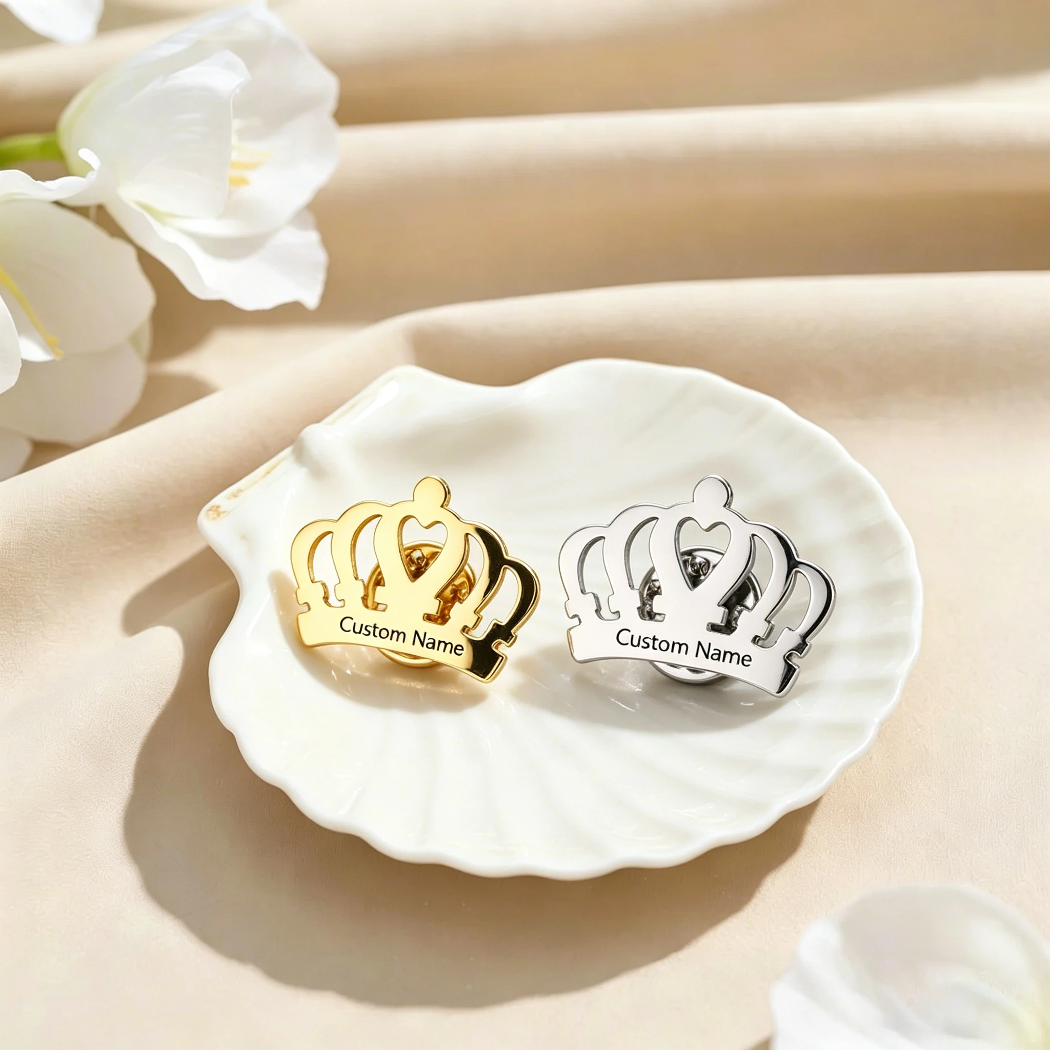Crown Custom Engraved Name Date Pin Stainless Steel Personalized Brooch Unisex Jewelry Anniversary Wedding Gift for Couple
Crown Custom Engraved Name Date Pin Stainless Steel Personalized Brooch Unisex Jewelry Anniversary Wedding Gift for Couple