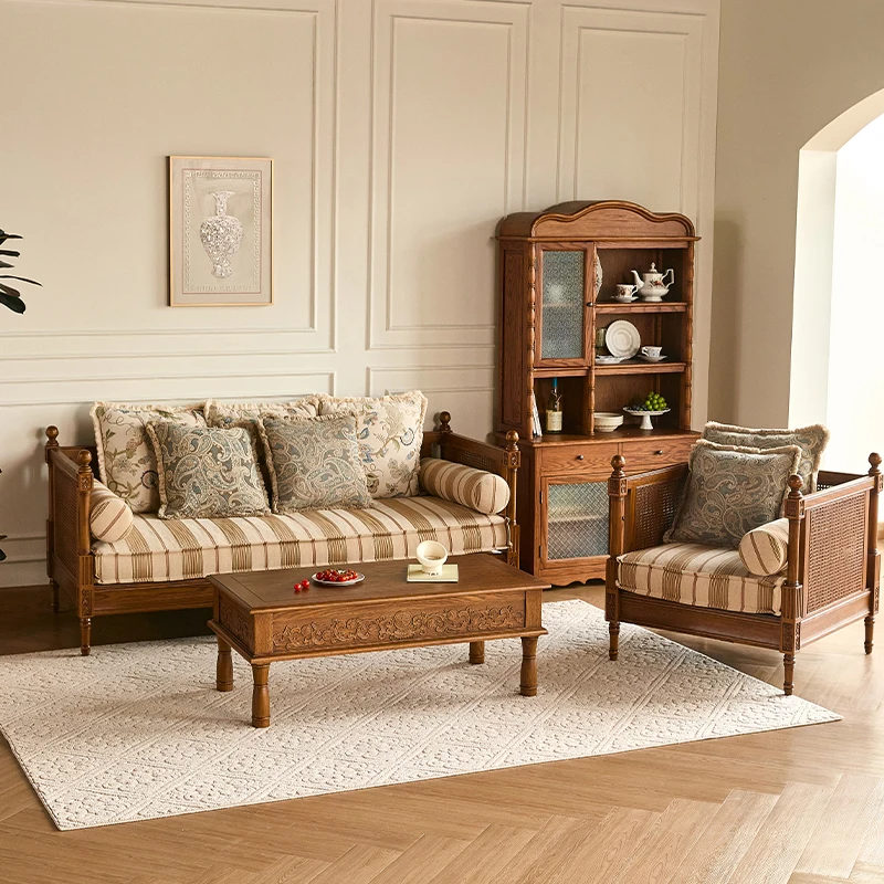 LMM solid wood rattan surface single seat three person widened sofa living room furniture retro straight row combination
LMM solid wood rattan surface single seat three person widened sofa living room furniture retro straight row combination