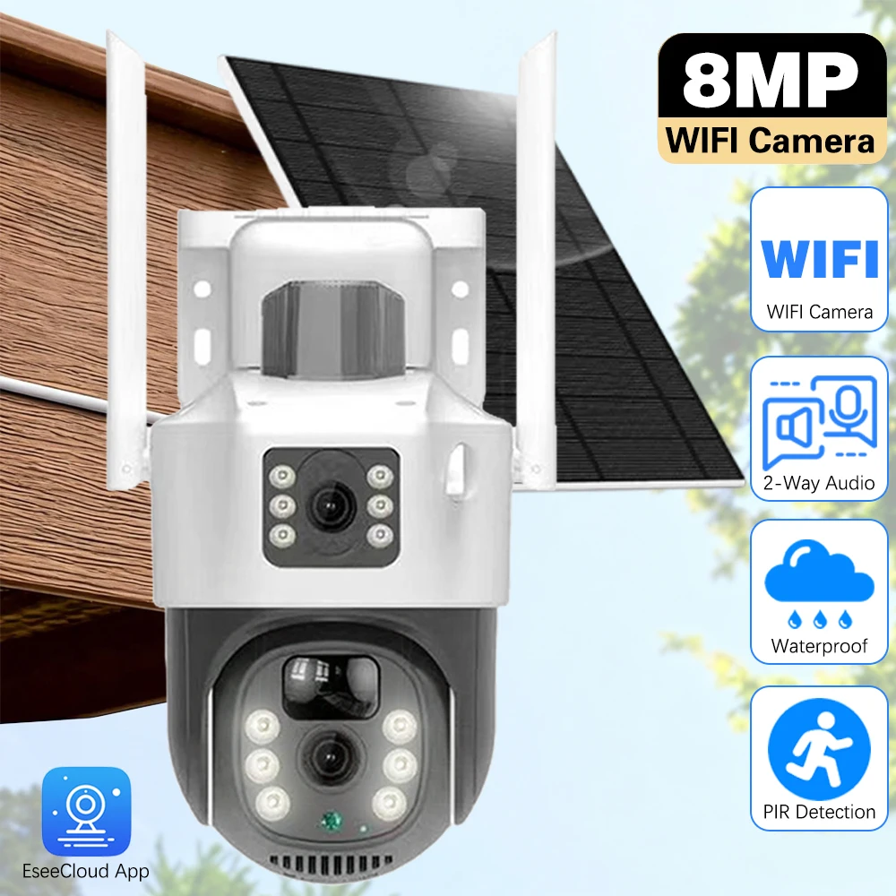 EseeCloud 4K 8MP 2 Lens 5G&2.4G WiFi Solar PTZ Camera Outdoor PIR Detection Night Vision IP66 Low Power Battery CCTV Security
EseeCloud 4K 8MP 2 Lens 5G&2.4G WiFi Solar PTZ Camera Outdoor PIR Detection Night Vision IP66 Low Power Battery CCTV Security