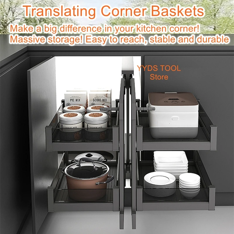 Cabinet corner pull-out corner small monster kitchen seasoning dish basket drawer type large capacity storage
Cabinet corner pull-out corner small monster kitchen seasoning dish basket drawer type large capacity storage