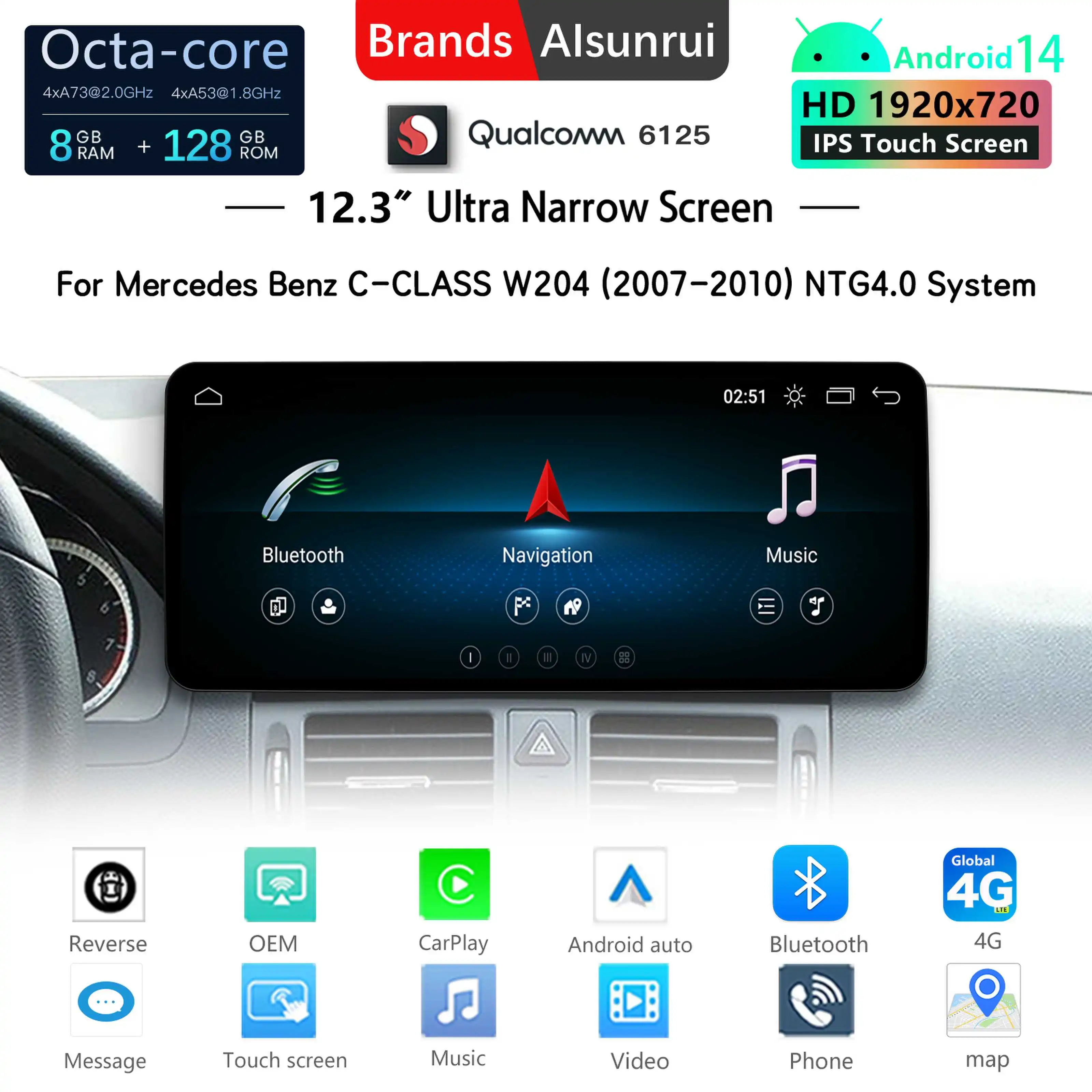 12.3 ''Snapdragon 665 Android 14 Car Multimedia Player For Mercedes W204 W205 2008-2018 WIFI 4G Wireless Carplay Screen GPS Navi
12.3 ''Snapdragon 665 Android 14 Car Multimedia Player For Mercedes W204 W205 2008-2018 WIFI 4G Wireless Carplay Screen GPS Navi