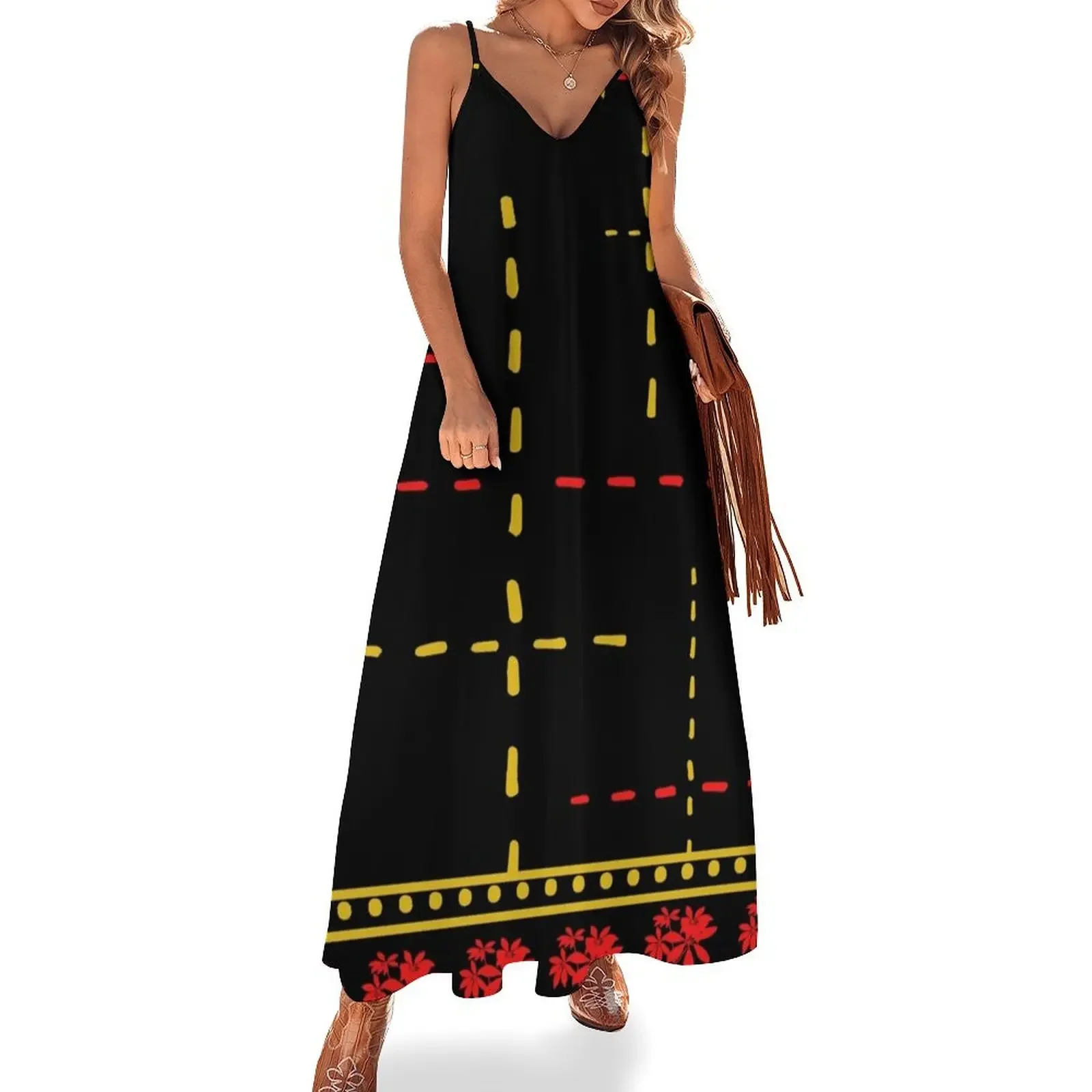 Red Flower With Dashes line Sleeveless Dress dresses with long sleeves Women's evening dress
Red Flower With Dashes line Sleeveless Dress dresses with long sleeves Women's evening dress