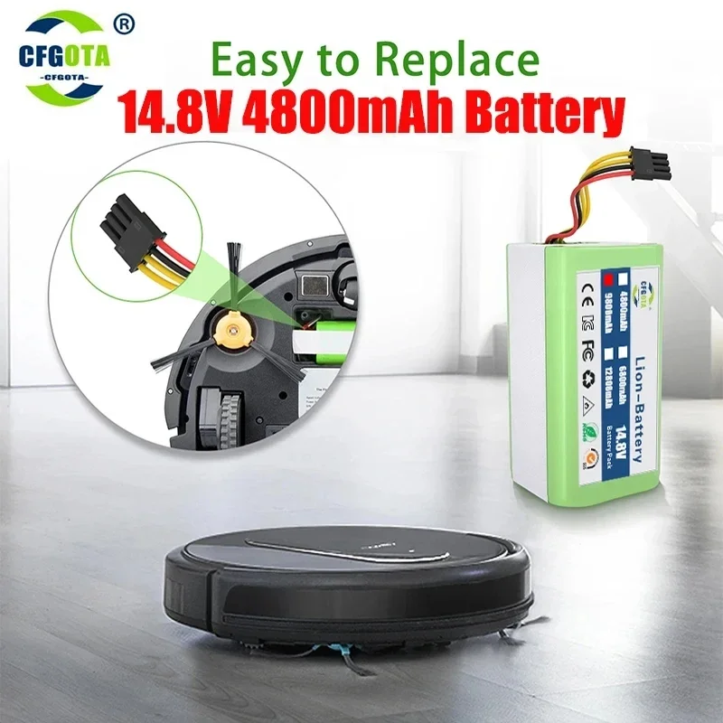 4S1P 18650 14.4V 4800mAh Li-lon battery for Cecotec Conga 1290 1390 1490 1590 vacuum cleaner Genio deluxe 370 gutrend echo 520
4S1P 18650 14.4V 4800mAh Li-lon battery for Cecotec Conga 1290 1390 1490 1590 vacuum cleaner Genio deluxe 370 gutrend echo 520