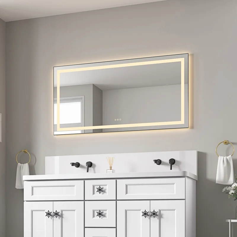 55" LED Wall-Mounted Bathroom Mirror with Front/Back Light, Aluminum Frame, Anti-Fog, Memory, 3 Color Temperatures, Stepless Dimmable
55" LED Wall-Mounted Bathroom Mirror with Front/Back Light, Aluminum Frame, Anti-Fog, Memory, 3 Color Temperatures, Stepless Dimmable